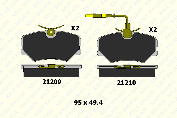 Sada brzdových platničiek kotúčovej brzdy Kale Balata Otomotiv Sanayi Ve Tic. A.S.